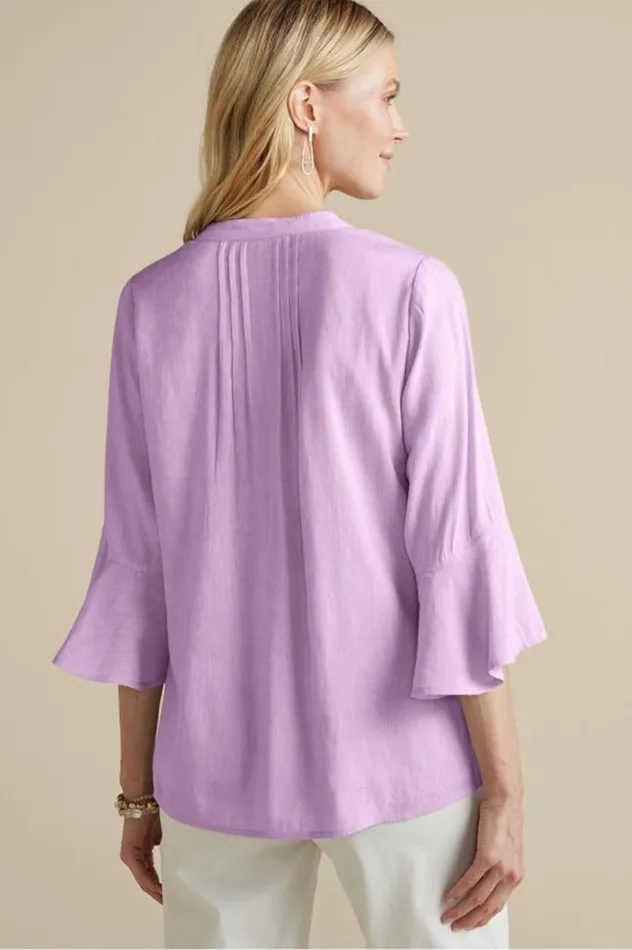 Women Raisa Linen Blend Top Blue Bell Soft Surroundings Tops Women Raisa Linen Blend Top Blue Bell Soft Surroundings Tops
