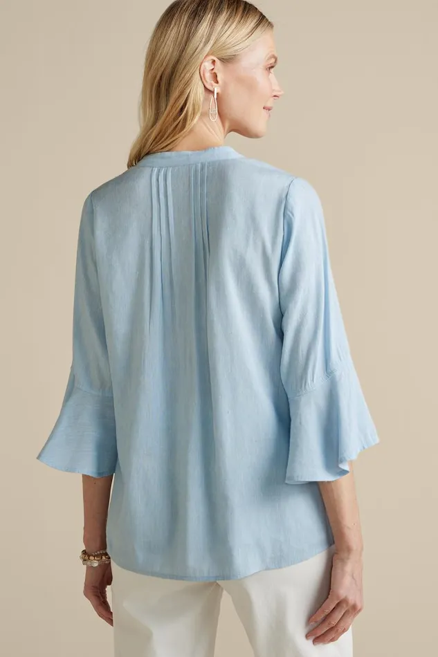 Women Raisa Linen Blend Top Blue Bell Soft Surroundings Tops Women Raisa Linen Blend Top Blue Bell Soft Surroundings Tops