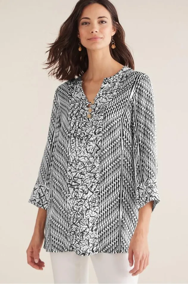 Women Ravello Top Blackwhite Abstract Soft Surroundings Tops