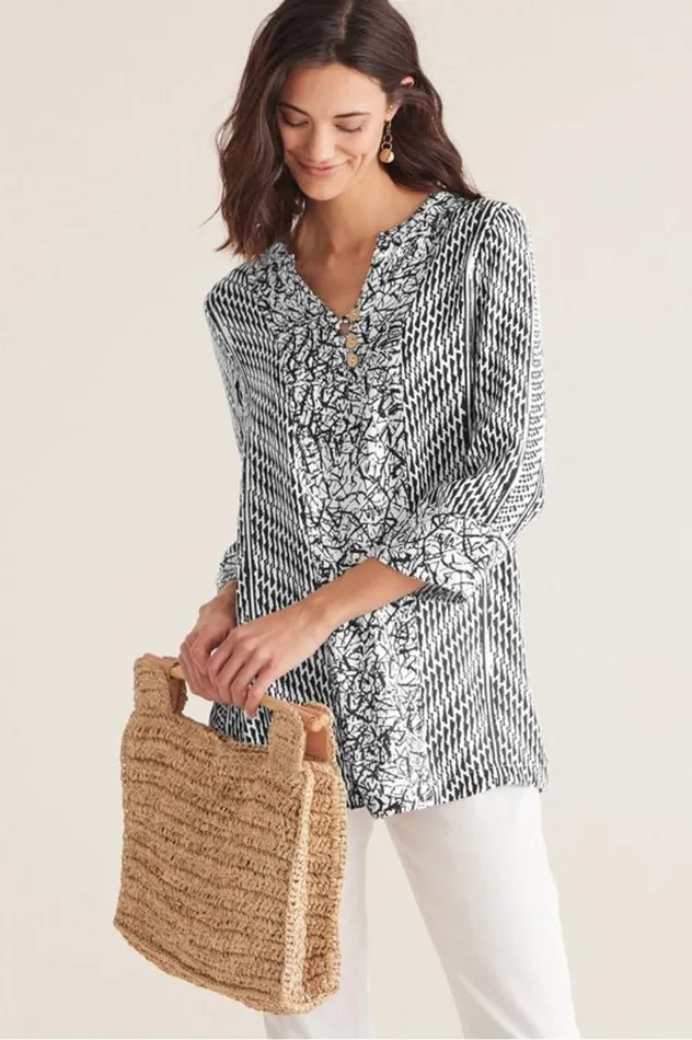 Women Ravello Top Blackwhite Abstract Soft Surroundings Tops Women Ravello Top Blackwhite Abstract Soft Surroundings Tops