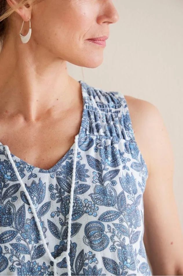 Women Roxie Printed Pointelle Tank Santa Cruz Ditsy White Soft Surroundings Tops Women Roxie Printed Pointelle Tank Santa Cruz Ditsy White Soft Surroundings Tops