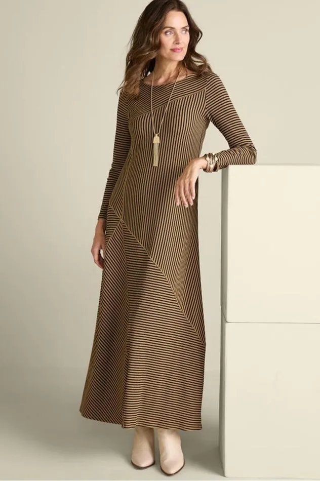 Women Ryley Dress Brownblack Stripe Soft Surroundings Dresses Women Ryley Dress Brownblack Stripe Soft Surroundings Dresses