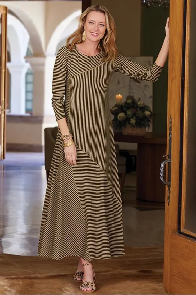 Women Ryley Dress Brownblack Stripe Soft Surroundings Dresses Women Ryley Dress Brownblack Stripe Soft Surroundings Dresses