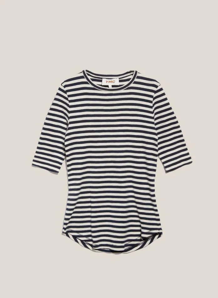 Womens Earth YMC Earth Charlotte ShortSleeved TShirt Navy White