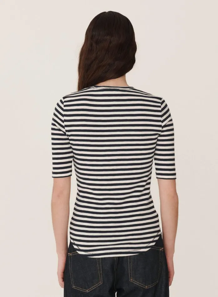 Womens Earth YMC Earth Charlotte ShortSleeved TShirt Navy White