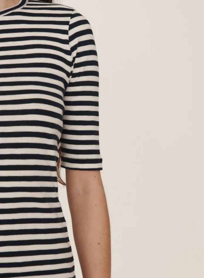 Womens Earth YMC Earth Charlotte ShortSleeved TShirt Navy White