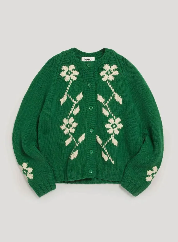 Womens Knitwear YMC Atomic Cardigan Green