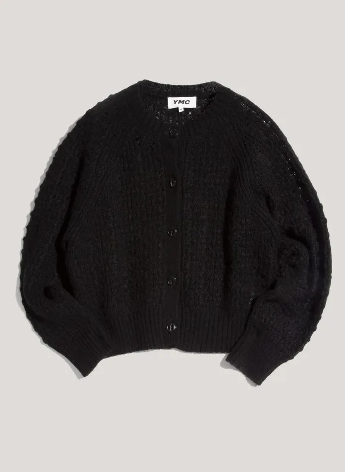 Womens Knitwear YMC Foxtail Mohair Cardigan Black