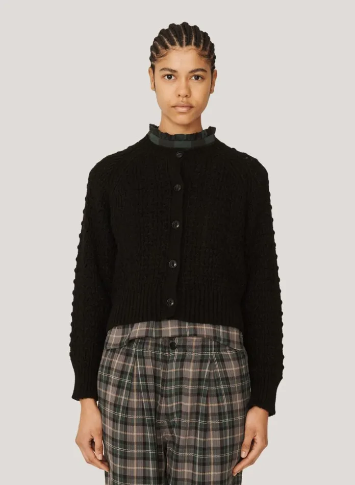 Womens Knitwear YMC Foxtail Mohair Cardigan Black