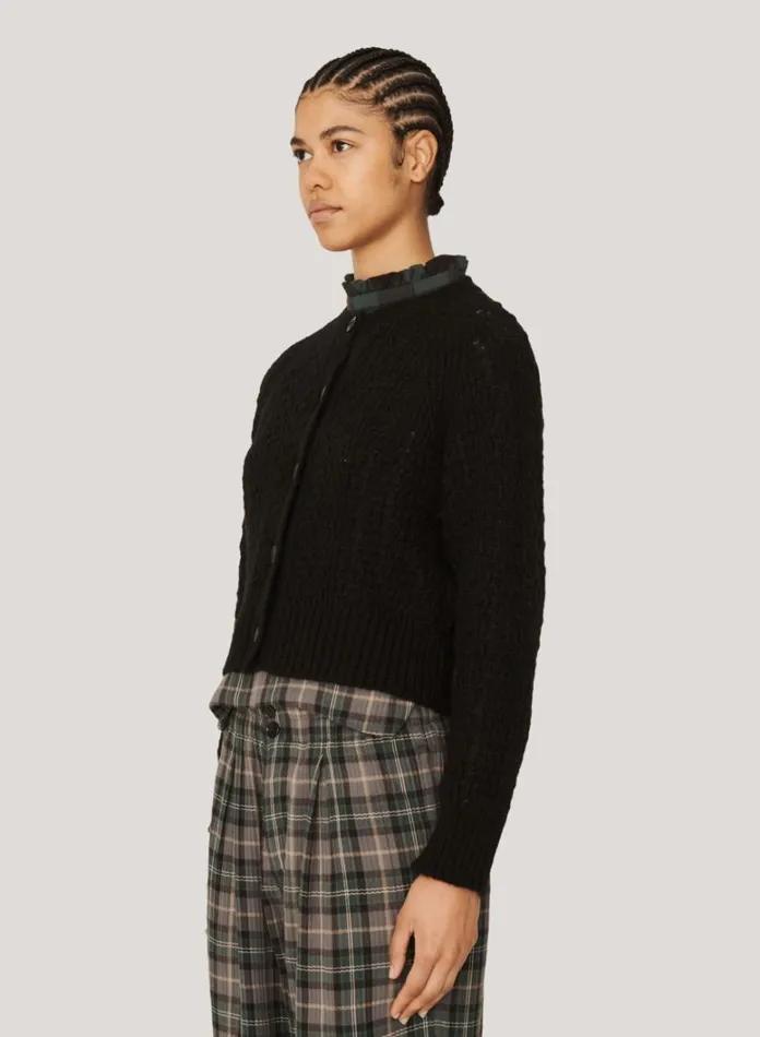 Womens Knitwear YMC Foxtail Mohair Cardigan Black
