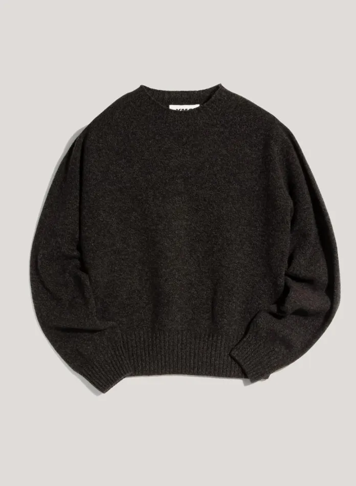 Womens Knitwear YMC Jets Crew Neck Jumper Black Marl
