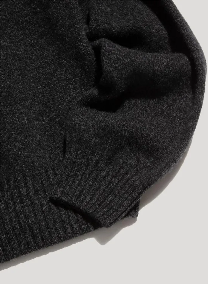 Womens Knitwear YMC Jets Crew Neck Jumper Black Marl