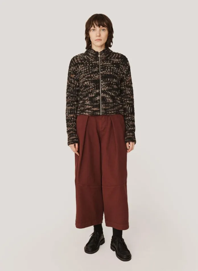 Womens Knitwear YMC Wes Spaced Dyed Cardigan Black Multi