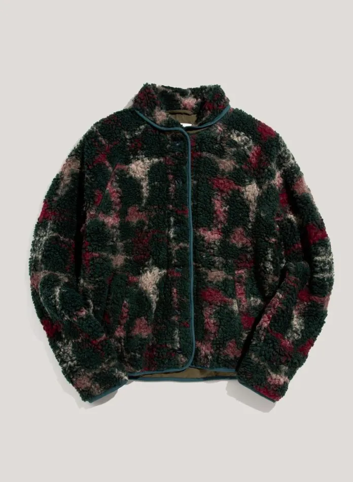 Womens Outerwear YMC Beach Jacquard Fleece Jacket Green Multi