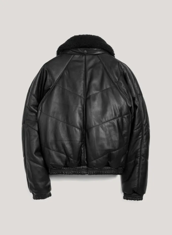 Womens Outerwear YMC Kool Herc Wadded Leather Jacket Black