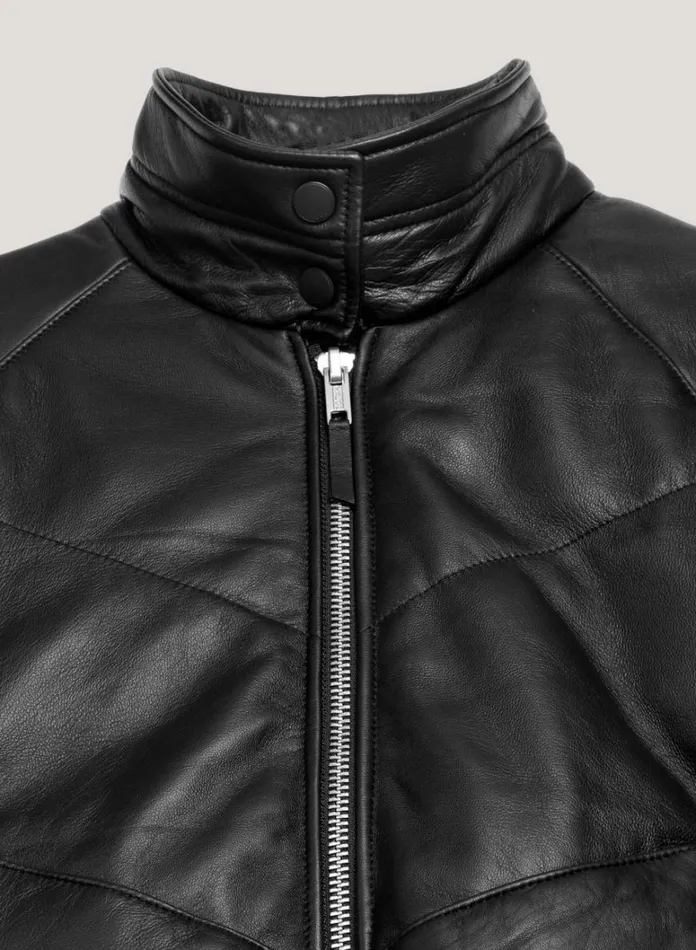 Womens Outerwear YMC Kool Herc Wadded Leather Jacket Black