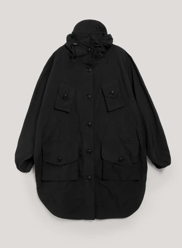 Womens Outerwear YMC Pala Poncho Hooded Coat Black