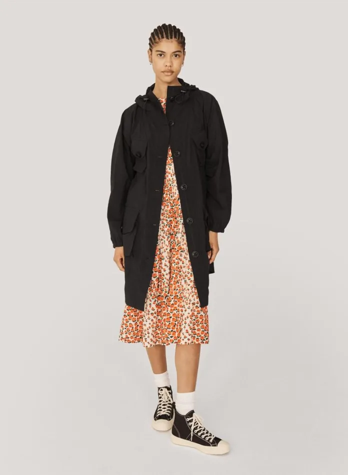 Womens Outerwear YMC Pala Poncho Hooded Coat Black