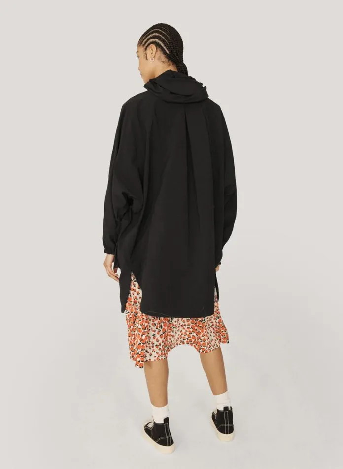 Womens Outerwear YMC Pala Poncho Hooded Coat Black