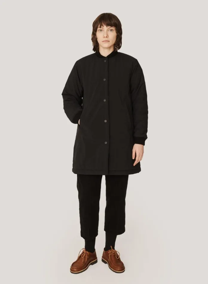 Womens Outerwear YMC Sharks Baseball Ripstop Coat Black