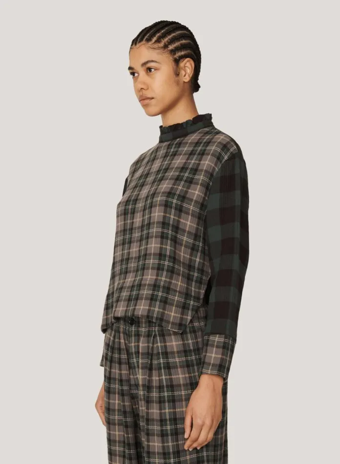 Womens Shirts YMC Gia Check Top Green Multi