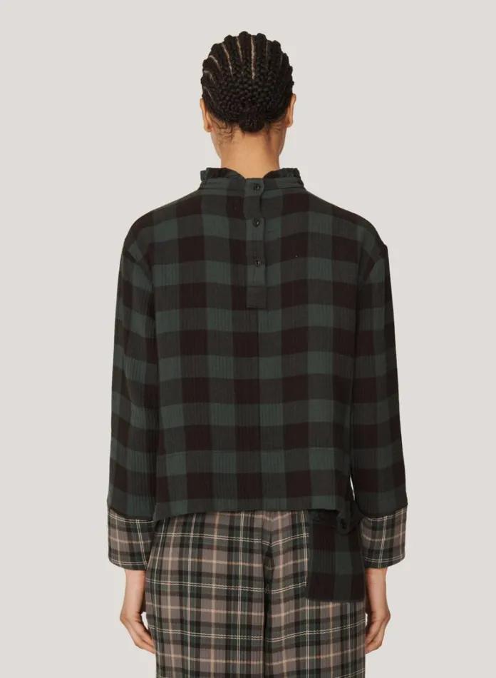 Womens Shirts YMC Gia Check Top Green Multi