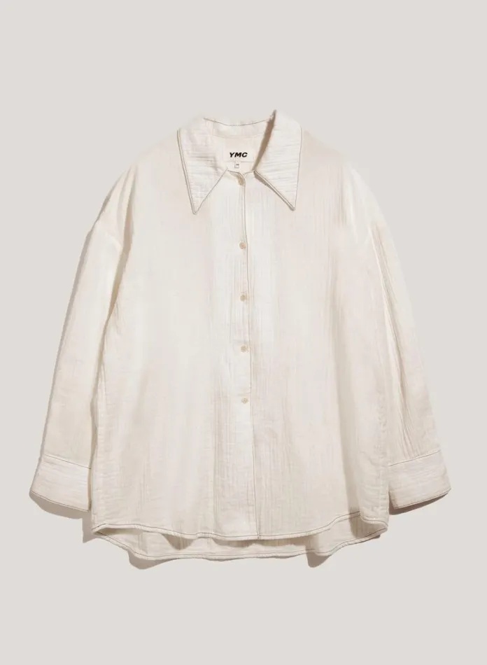 Womens Shirts YMC Lena Doublecloth Cotton Shirt White