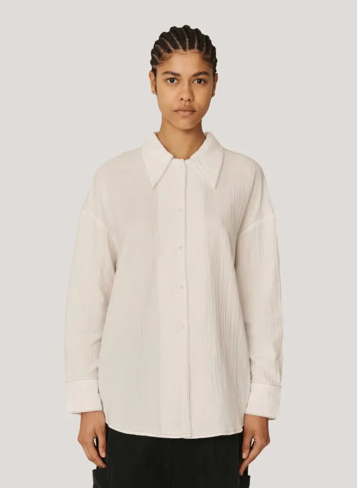 Womens Shirts YMC Lena Doublecloth Cotton Shirt White