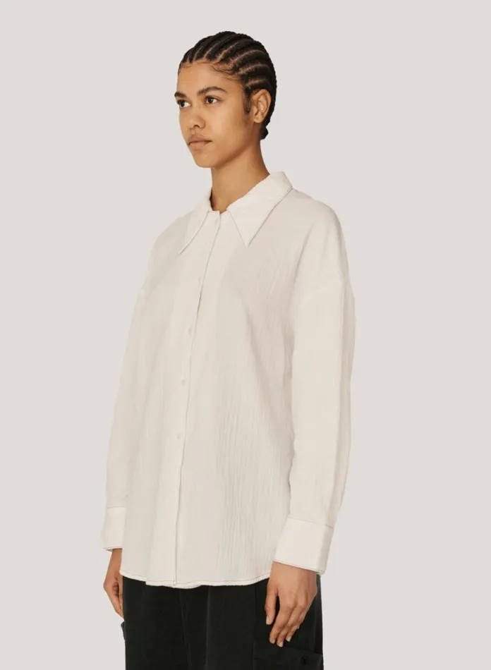 Womens Shirts YMC Lena Doublecloth Cotton Shirt White