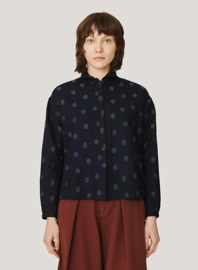 Womens Shirts YMC Marianne Jacquard Shirt Indigo