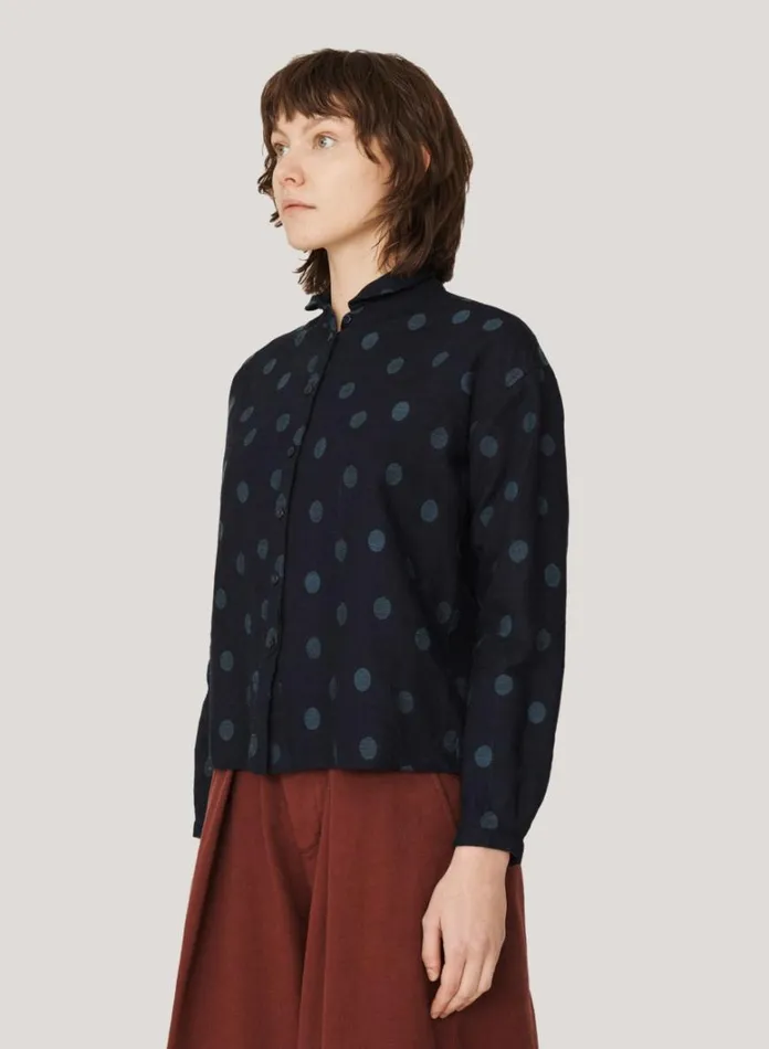 Womens Shirts YMC Marianne Jacquard Shirt Indigo