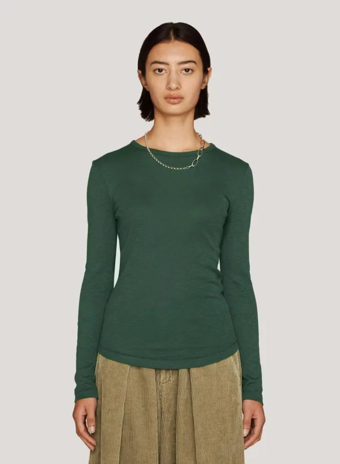 Womens TShirts YMC Charlotte Long Sleeve T Shirt Green