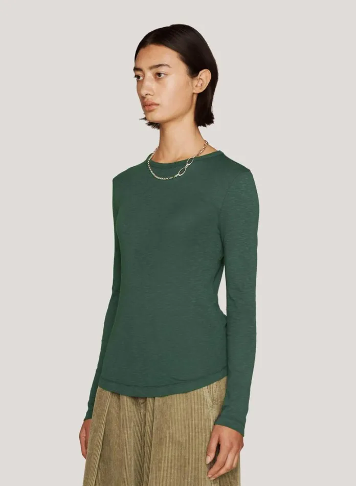 Womens TShirts YMC Charlotte Long Sleeve T Shirt Green