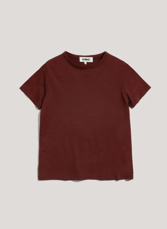 Womens TShirts YMC Day Organic Cotton TShirt Burgundy