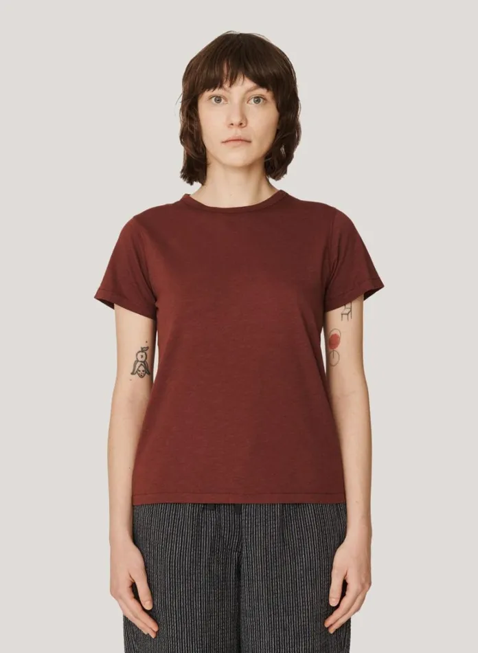 Womens TShirts YMC Day Organic Cotton TShirt Burgundy