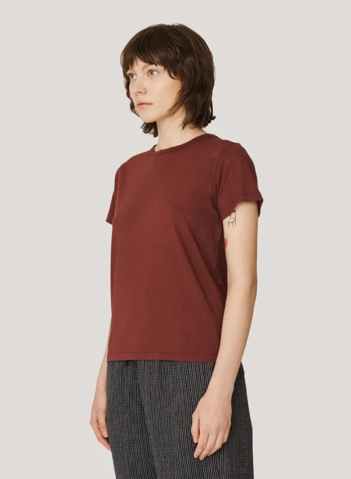 Womens TShirts YMC Day Organic Cotton TShirt Burgundy