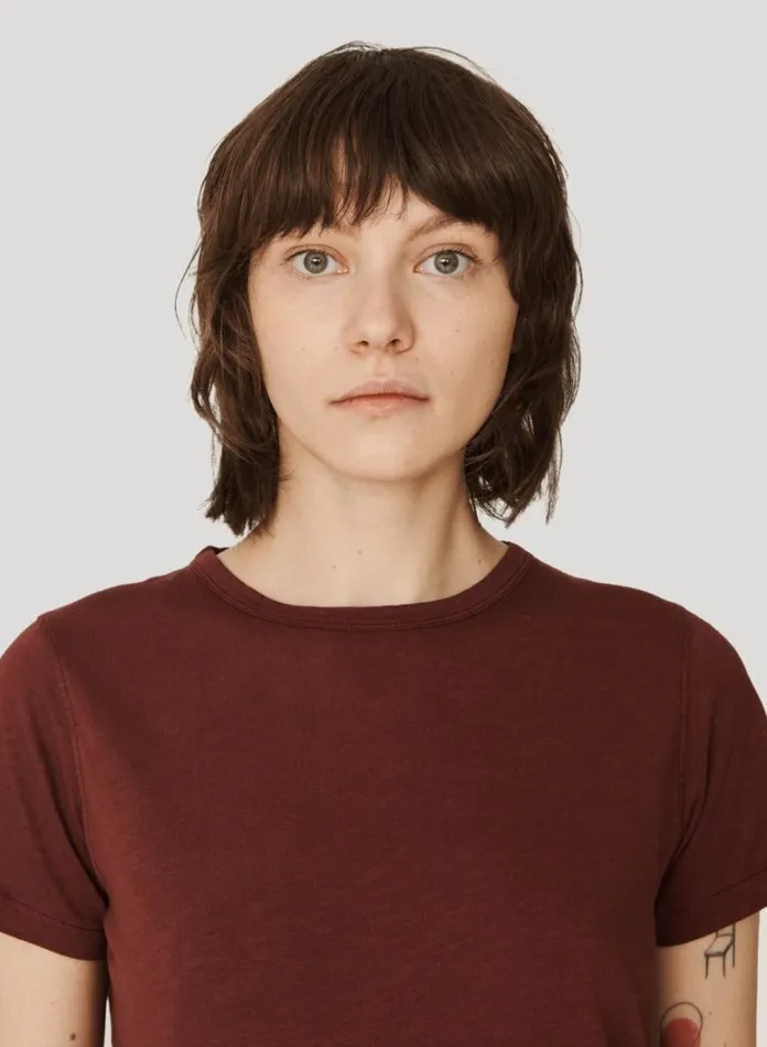 Womens TShirts YMC Day Organic Cotton TShirt Burgundy