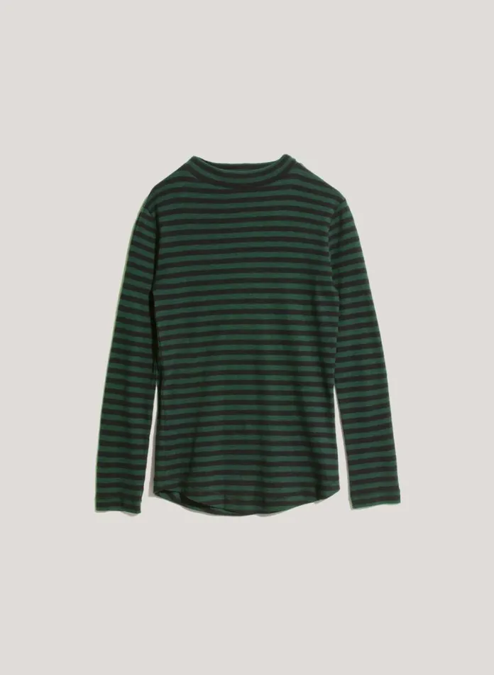 Womens TShirts YMC High Rain Cotton Stripe TShirt Green Black