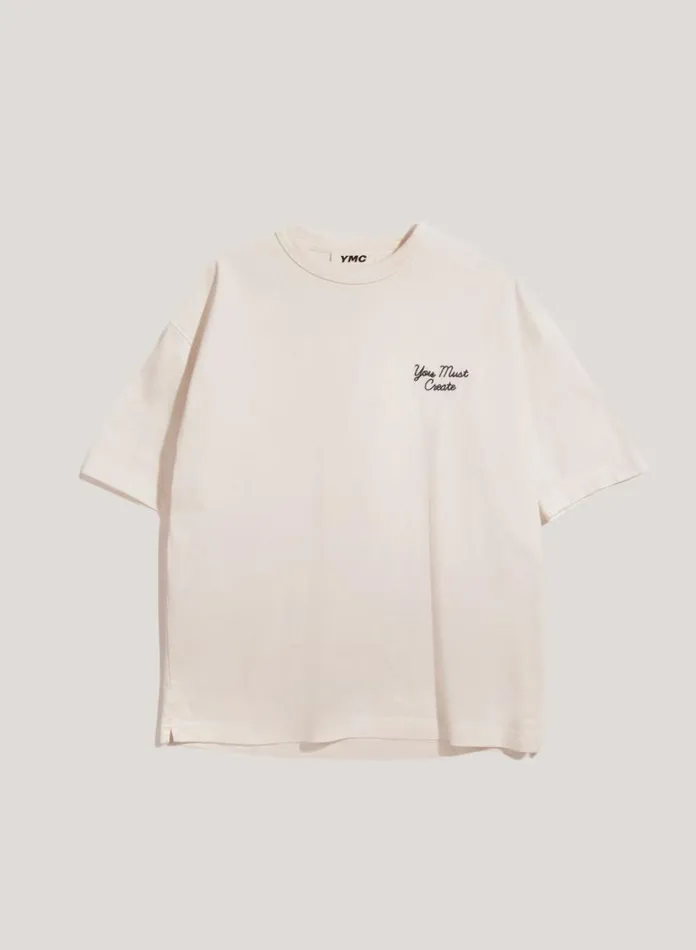 Womens TShirts YMC Triple Embroidered TShirt Ecru