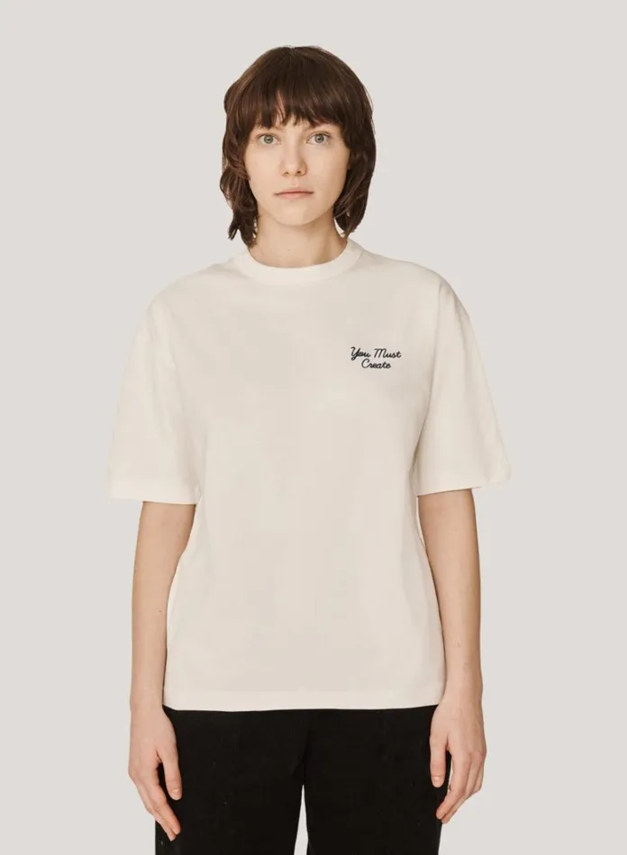 Womens TShirts YMC Triple Embroidered TShirt Ecru