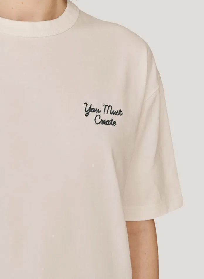 Womens TShirts YMC Triple Embroidered TShirt Ecru