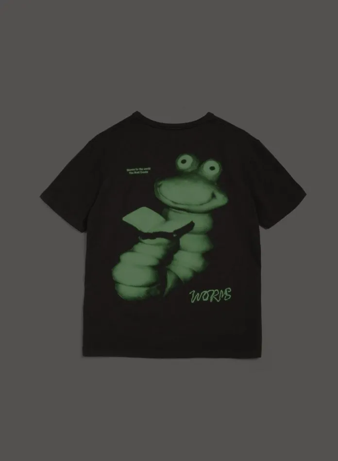 Womens TShirts YMC Worms Glow TShirt Dark Olive