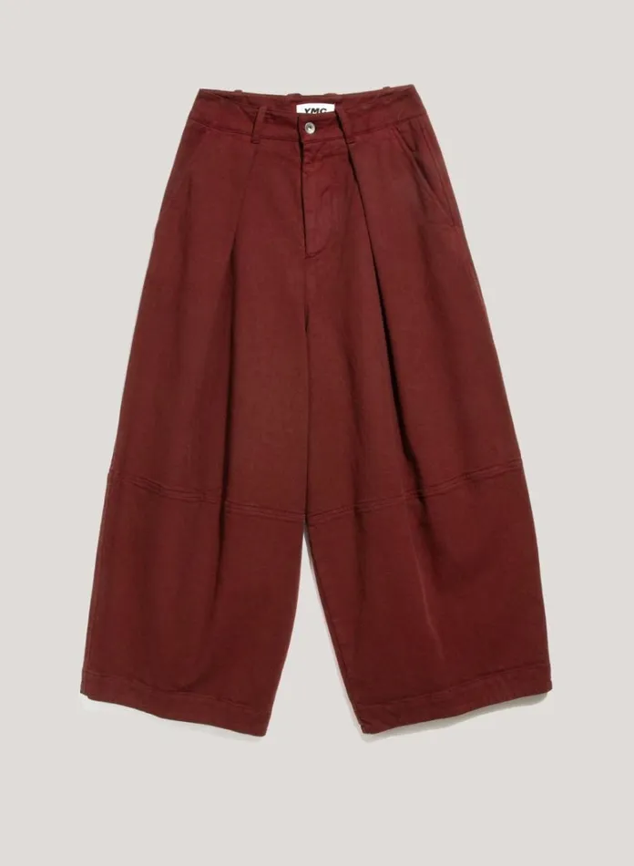 Womens Trousers YMC Deadbeat Cotton Twill Trousers Burgundy