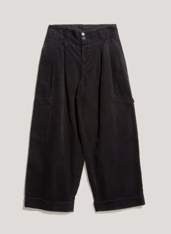 Womens Trousers YMC Grease Corduroy Trousers Black