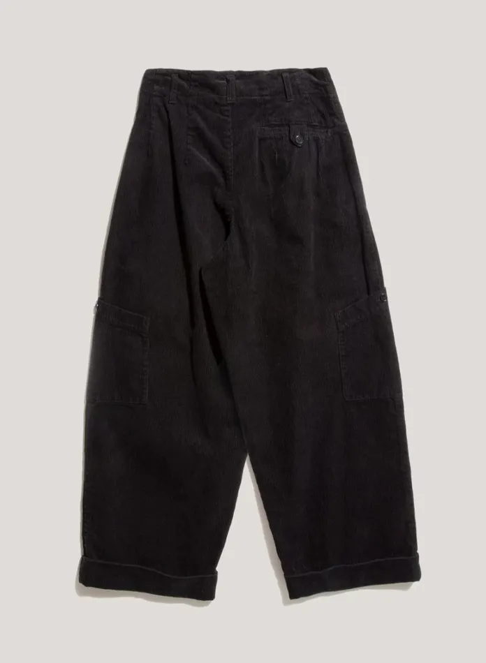Womens Trousers YMC Grease Corduroy Trousers Black