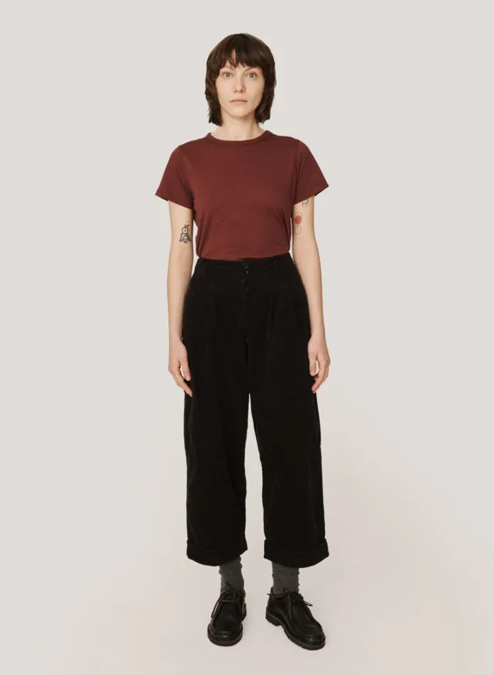 Womens Trousers YMC Grease Corduroy Trousers Black