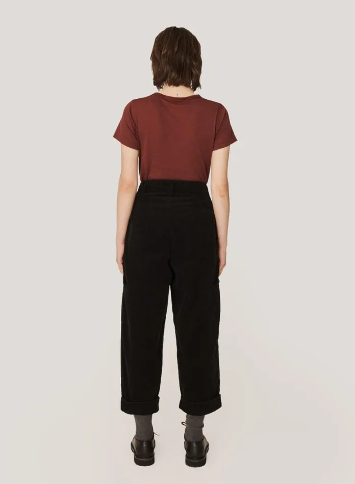 Womens Trousers YMC Grease Corduroy Trousers Black