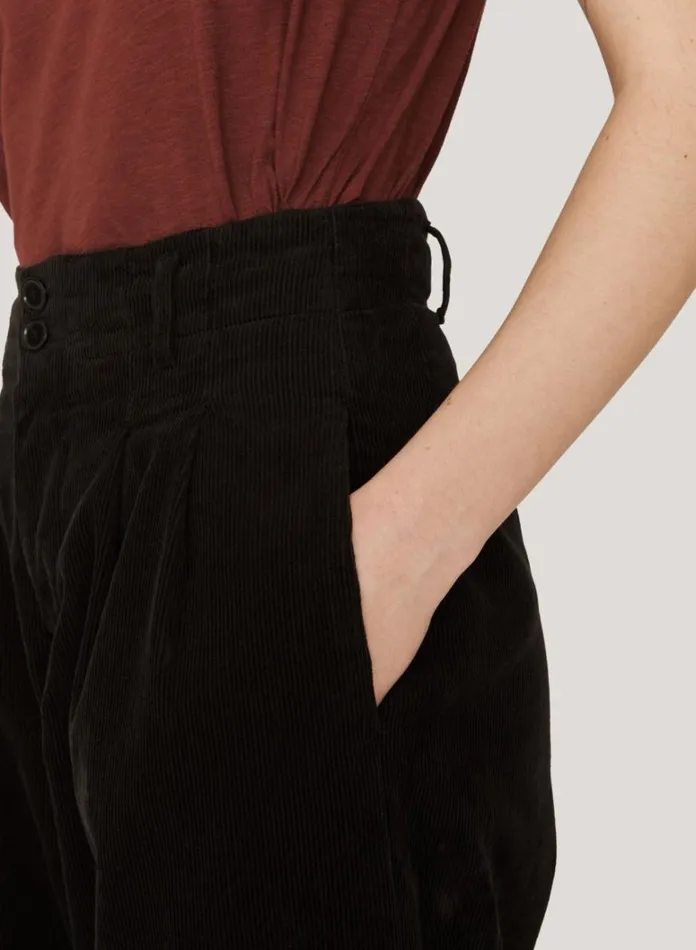 Womens Trousers YMC Grease Corduroy Trousers Black