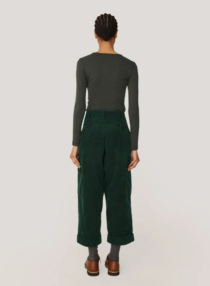 Womens Trousers YMC Grease Corduroy Trousers Green