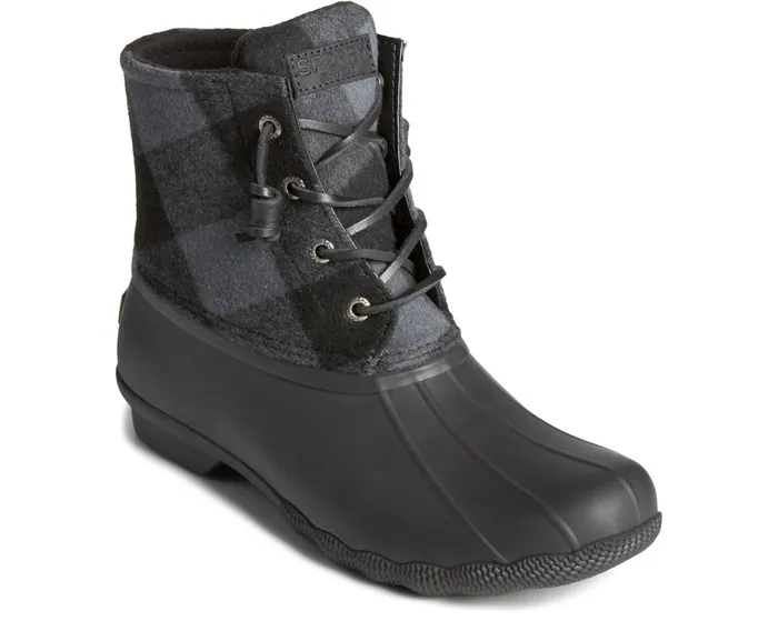 Women Saltwater Buffalo Check Duck Boot Black Sperry Boots Women Saltwater Buffalo Check Duck Boot Black Sperry Boots